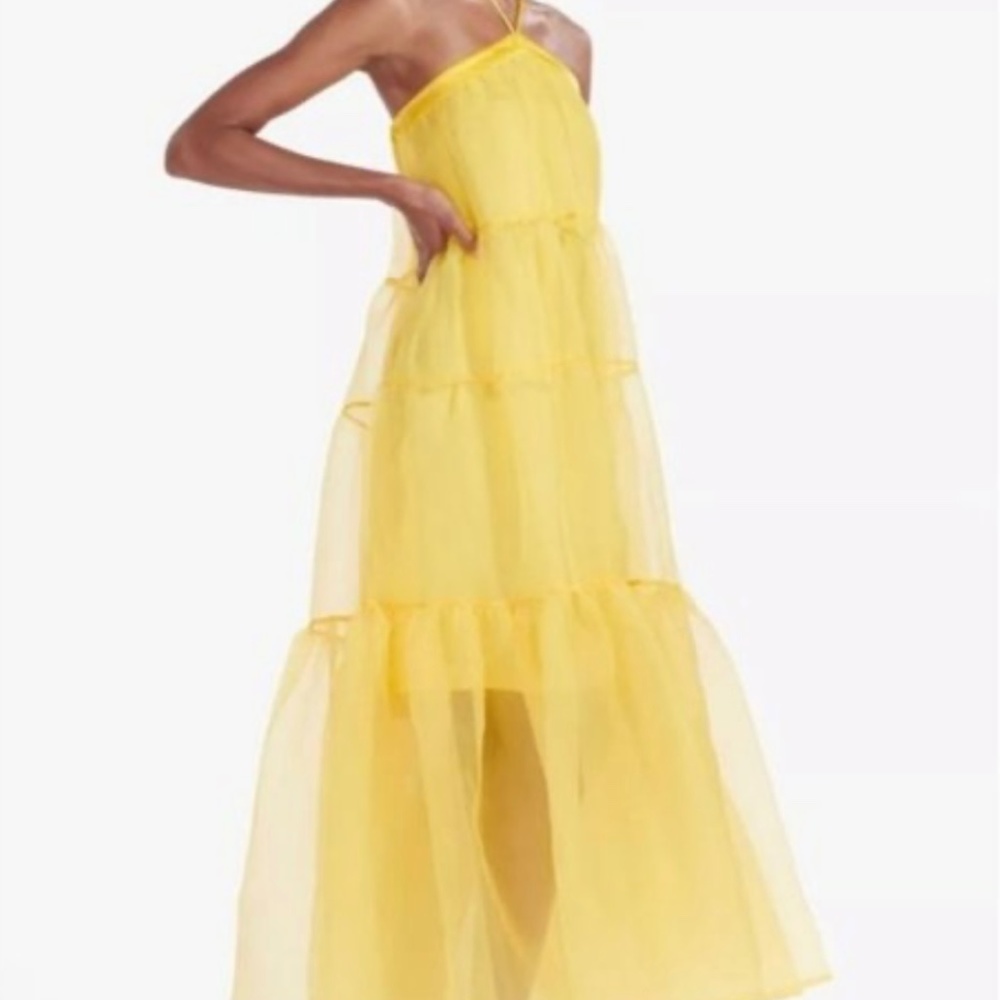 NWT Staud Mila Tiered Organza Halter Midi Dress